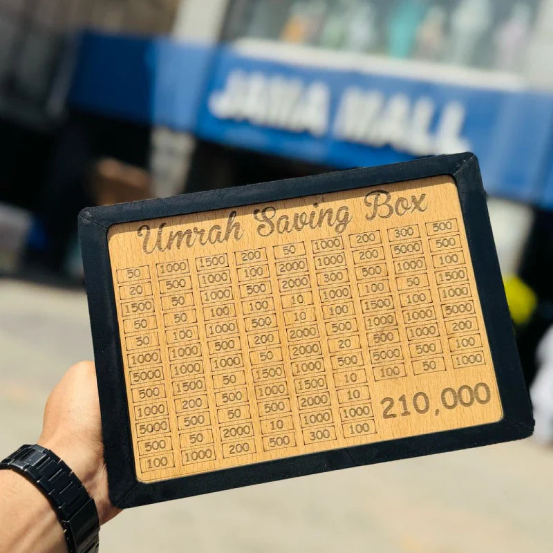 Umrah Saving Box - Wooden Islamic Money Saving Box